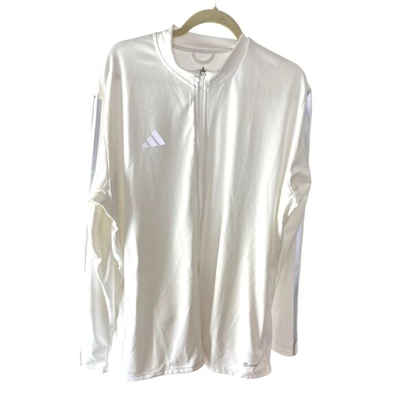 Adidas Size 2XL Polyester Full-Zip Slim Fit Track 3-Stripe Detail Jacket White - Picture 4 of 9
